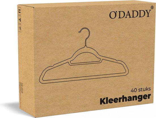 O'DADDY® Fluwelen Kleerhangers - Kledinghangers - Klerenhanger - 40 Stuks Kleren Hangers - Antislip - 43,5 cm - Kleerhangers kunststof - Zwart