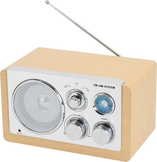 Denver Draagbare FM Radio - Retro - Werkt op batterijen of netstroom - Keukenradio - AM - FM - TR63 - Hout