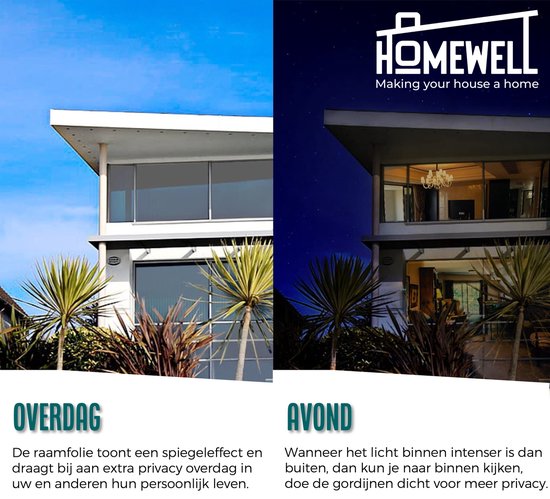 Homewell Isolerende HR+ Raamfolie 70x300cm - Statisch Zonwerende folie met Spiegeleffect - Zilver (incl. Rakel)