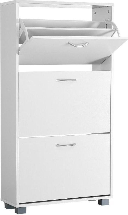 Casaria Schoenenkast 3 Kleppen – 115x60x24cm – 18 Paar Schoenen Wit
