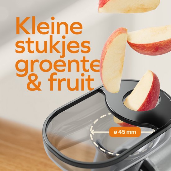 KitchenBrothers Slowjuicer - Compact - Sapcentrifuge - Groenten en Fruitpers - 45 mm - 500 ml - Grijs