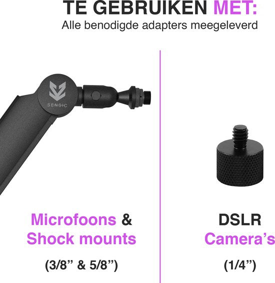 Sensic SA 30 Microfoon Arm Zonder Microfoon - Microfoon Statief - Boom Arm - Standaard - Met 15cm Verhoger