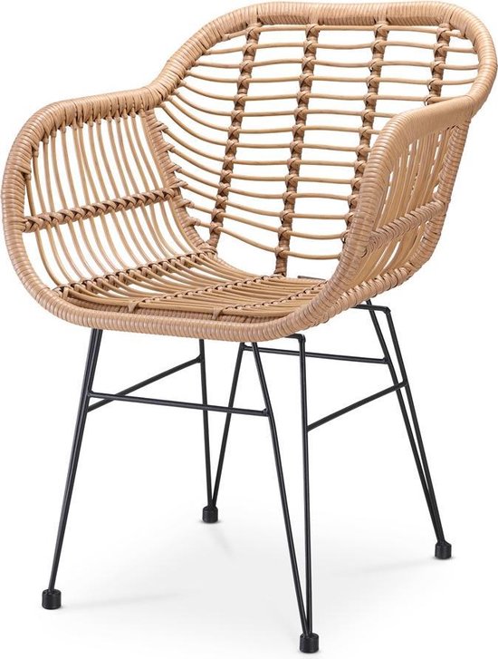 Casaria Poly Rieten Stoelen – 2 Stuks – Naturel – Comfortabel - Weerbestendig
