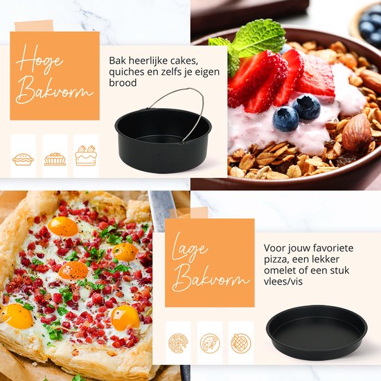 Happy Goods Heteluchtfriteuse XL Accessoires - geschikt voor Airfryer Accessoires - ⌀ 20 CM - Bakpapier - Siliconen Bakje - Bakvorm Rond - Muffin Bakvormen