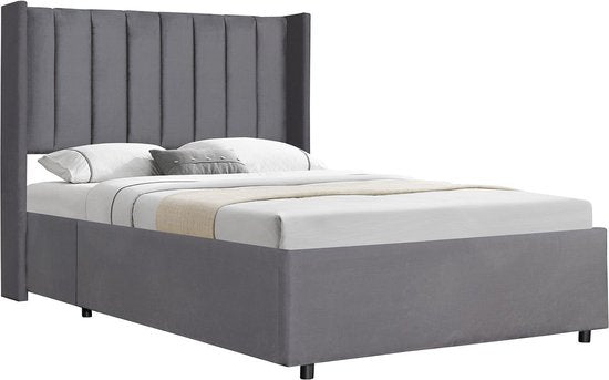 Juskys – Polsterbed Savona – 120 x 200 cm – Voorzien Van Opbergruimte Met Gasdrukveer En Gecapitonneerd Hoofdbord – Voor Slaapkamer En Tienerkamer – Donkergrijs Fluweel