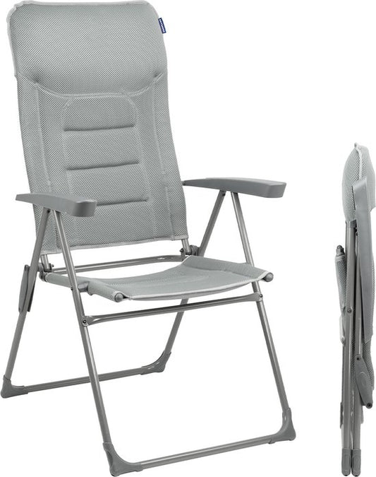 TRVLMORE Campingstoel - 7 standen - Comfortabele Kampeerstoel - 120 kg draagvermogen - Ligstand - Inklapbare stoel - Klapstoel - Grijs