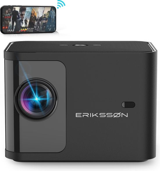 Erikssøn Beamer Prime - Ingebouwde Krachtige Speaker - 6600 Lumen - 1080P Full HD - Wifi Projector - Streamen vanaf je telefoon - Mini Beamer - Beamers - IOS & Android - Smart - Zwart