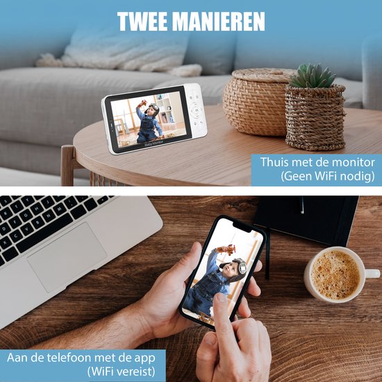 Novalance - Wifi Baby Monitor - Babyfoon Met Camera - Babyfoon met 5 inch scherm - Slaapliedjes - Slimme detectoren