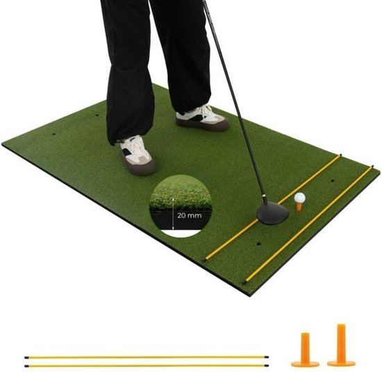 Coast Golftrainingsmat - Synthetisch Gras - Met 2 Clubs - Groen