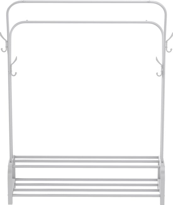 O'DADDY® Kledingrek Dubbel – Metaal – Met Schoenenrek – 110×33×157 cm – Wit