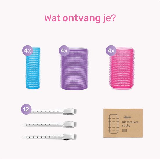 Krulspelden 12 stuks - 3 maten - Incl. 12 haarspelden - Heatless Curls - Kleefrollers - Haarrollers - Rollers Hair curler - Krullen zonder hitte - haar krullers zonder hitte Groot - haar rollers zelfklevend - Krul rollers