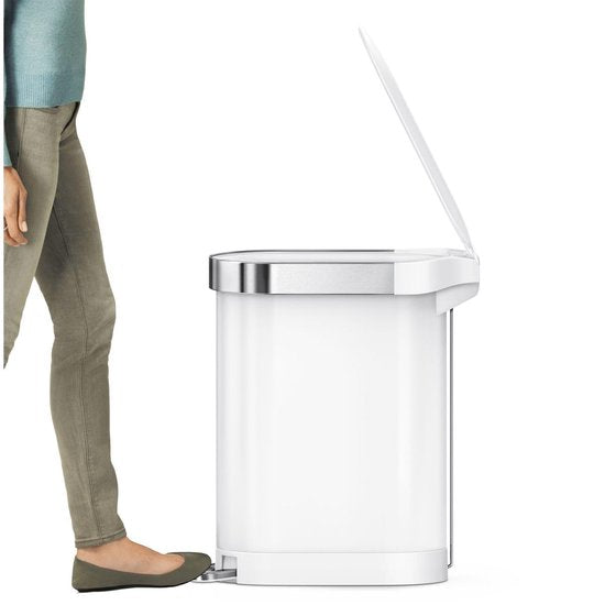 Simplehuman Afvalemmer - Slim - 45 L - RVS - Wit