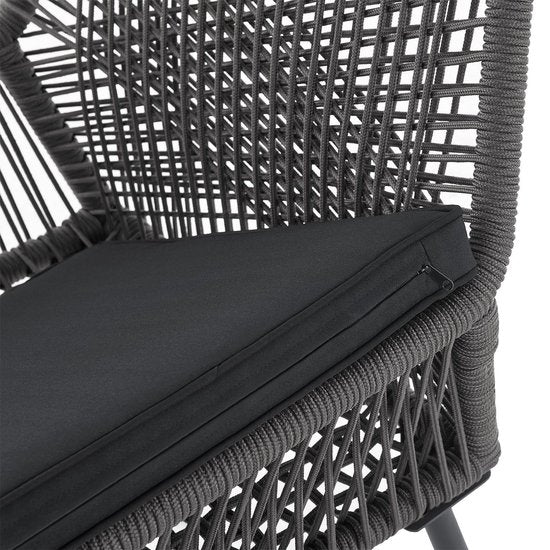 Juskys – Kastos Tuinstoelen – Set Van 2 – 61 x 57 x 86 cm – Inclusief Zitkussens En Belastbaar Tot 150 kg – Voor Balkon En Terras – Grijs Polypropyleen En Staal