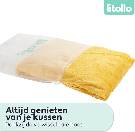 Litollo® Zwangerschapskussen (J-vorm) - Voedingskussen - Lichaamskussen - Zijslaapkussen - Body pillow - Zachte fleece hoes XXL 145cm - Okergeel