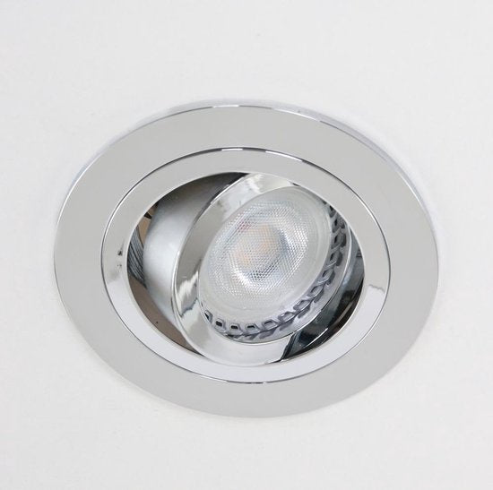 Inbouwspot Pelite 7304CH in glanzend chroom Ø10 cm - Modern, kantelbaar, geschikt voor binnengebruik - Steinhauer, Metaal, Elektronica, Kunststof