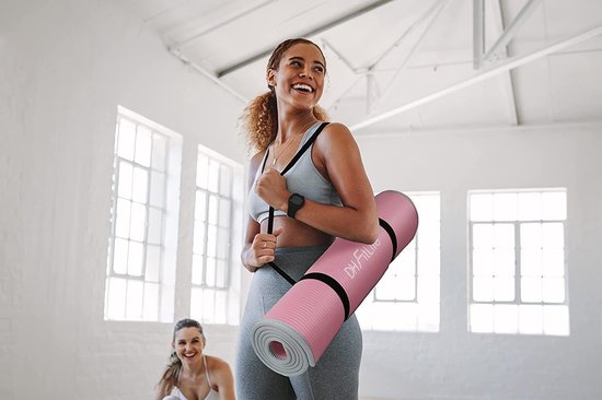 DH FitLife Trainingsmat, fitnessmat, sportmat, 183 x 61 x 1 cm, extra scheurvast, yogamat, antislip en dik, trainingsmat (roze)