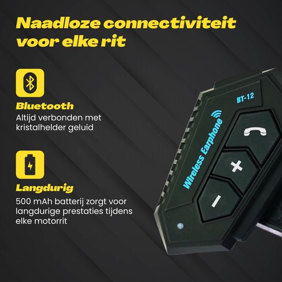Motorhelm Headset Bluetooth - Met Microfoon voor Helm - Waterdicht - Universele Pasvorm