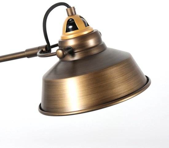 Bronzen industriële tafellamp Nove 1321BR van Mexlite, 67 cm hoog, met E27 fitting en draaibaar-kantelbaar ontwerp, ideaal voor binnengebruik