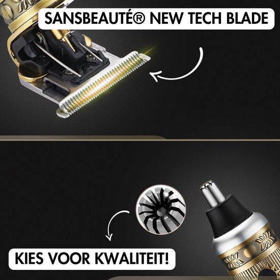 Professionele Draadloze T-blade Tondeuse + Neustrimmer - Sansbeauté® Buddha Trimmer - Baardtrimmer - Tondeuse Mannen Hoofdhaar - Cheveux Haar - Haartrimmer - Kapper Haar Machine - Haartondeuse - Barber Hair Clipper - Kappersset
