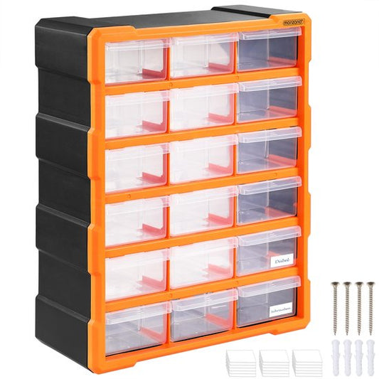 Monzana Assortimentskast - 18 Lades 47,5x38x16cm – Oranje Zwart