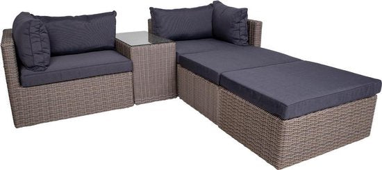 Rossi Lounge Set - Lounge set in cubo-grijs met zwarte kussens