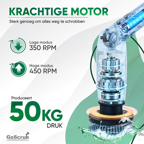 GoScrub® Elektrische Schoonmaakborstel Met Steel – Hero V1 – Zwart – 8 Opzetstukken