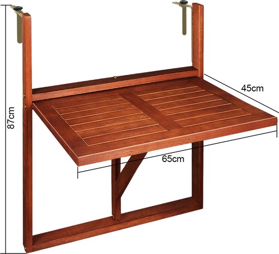 Casaria Balkontafel - FSC®-Gecertificeerd Acaciahout Hangend – Bruin