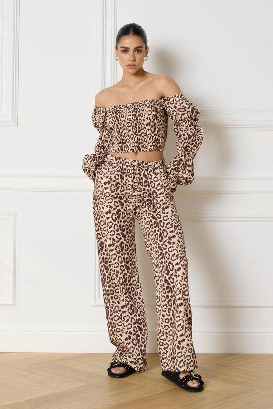 Verfijnde Department Blouse Lori Off Shoulder Top R2405945534 850 Luipaard Dames Maat - XS