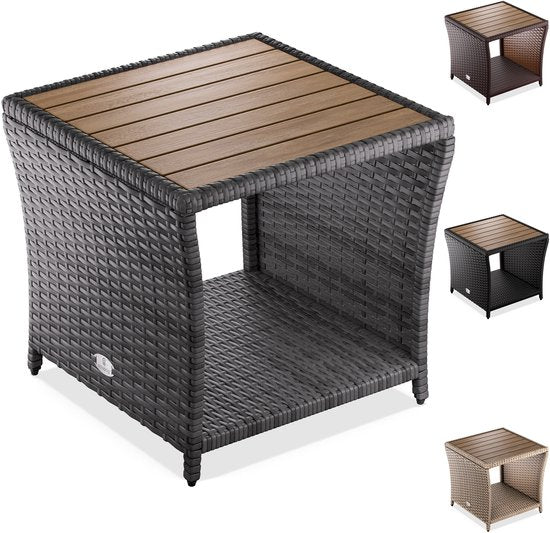 Casaria Bijzettafel - Polyrattan Vierkant 45x45x40cm - Grijs