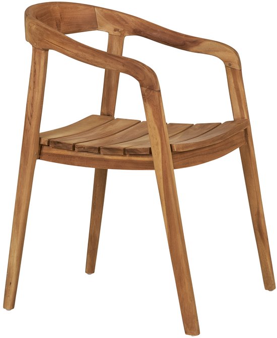 House Nordic Eetkamerstoel Otero – Teakhout – Scandinavisch Design – Met Armleuningen – Naturel – 1 Stuk