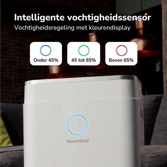 Bloomfold Luchtontvochtiger - 25L per Dag - Incl. Was-droog Functie - Geschikt voor Woonkamer, Slaapkamer, Kelder & Badkamer - Dehumidifier - Wit