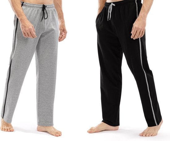 Milanoro - Set van 2 sportieve, comfortabele joggingbroeken voor heren - Zwart/Grijs - XL