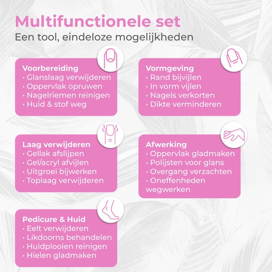 Nuvance Elektrische Nagelvijl - 15000 RPM - Nagelfrees - 12 Bitjes - 40 Schuurrolletjes - Manicure & Pedicure Set