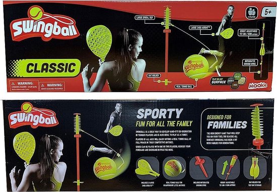 Swingball Classic - Tennispaal met All Surface Basis - Met Rackethouder & Grondspies - Rood/Geel