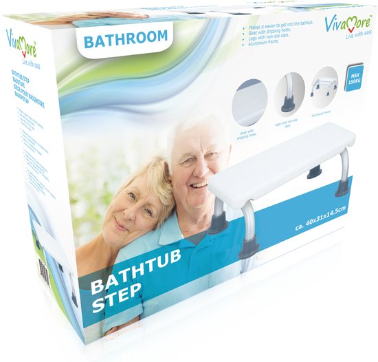 Vivamore Badopstap - max 150 kg - 40 x 31 x 14,5 cm - Wit
