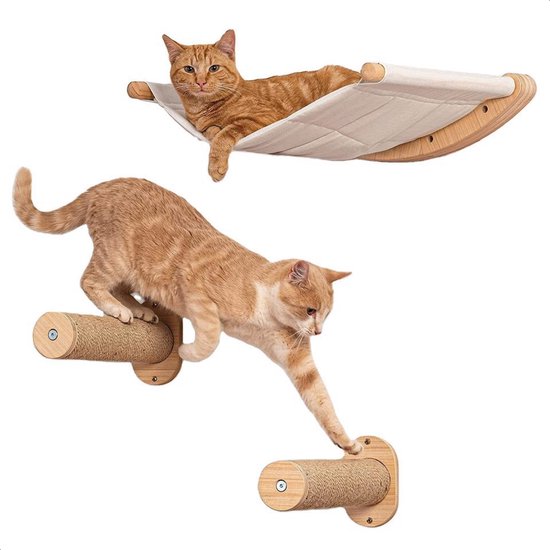 LBB Katten klimmuur met Hangmat - Beige - 21x18.50x5cm