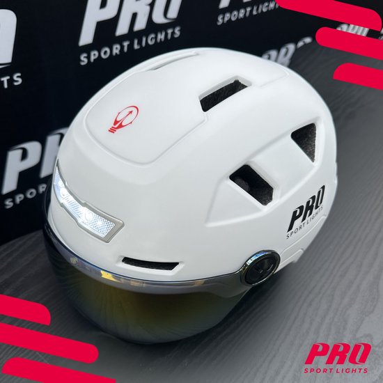 Speed Pedelec Helm met Visier & Oorwarmers Fietshelm Volwassenen - Wit - Medium - NTA8776