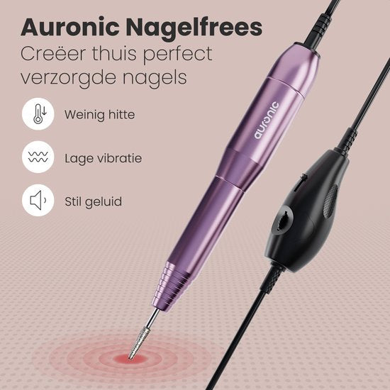 Auronic Elektrische Nagelfrees / Nagelvijl - 11 Bitjes en 56 Schuurrolletjes - Manicure / Pedicure - Roze