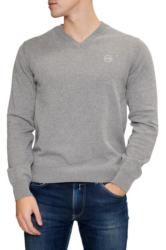 Mario Russo Pullover - Lichtgrijs - Maat L - Italiaanse Schnitt - 85% Katoen Pullover