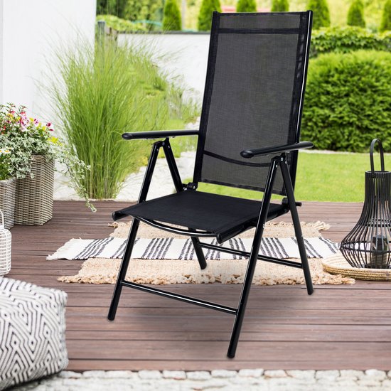 Casaria Aluminium Tuinstoelen - 3 stuks - Inklapbaar - Antraciet - Zwart