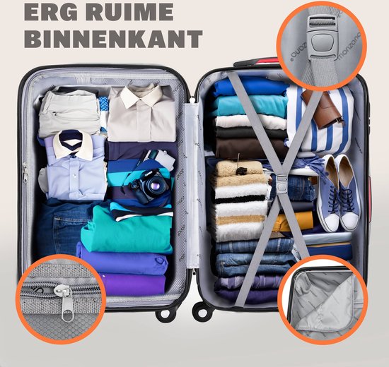Monzana Hardcase Kofferset Baseline – 3 Stuks M/L/XL - Zwart