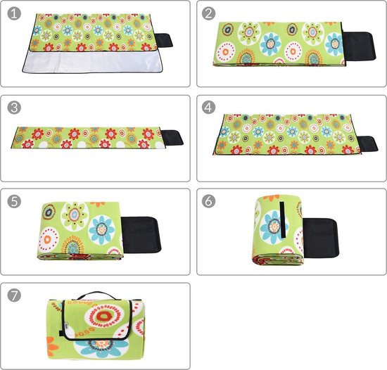 Detex Picknickkleed 200x200cm XXL - Waterdicht Opvouwbaar - Gebloemd