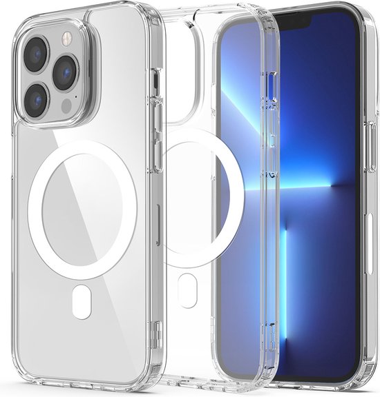 Podec Magsafe Hoesje Geschikt voor iPhone 13 Pro - Met 3x Screenprotector + 3x Cameraprotector - Magnetisch met Ring Doorzichtig - Telefoonhoesje Transparant Case