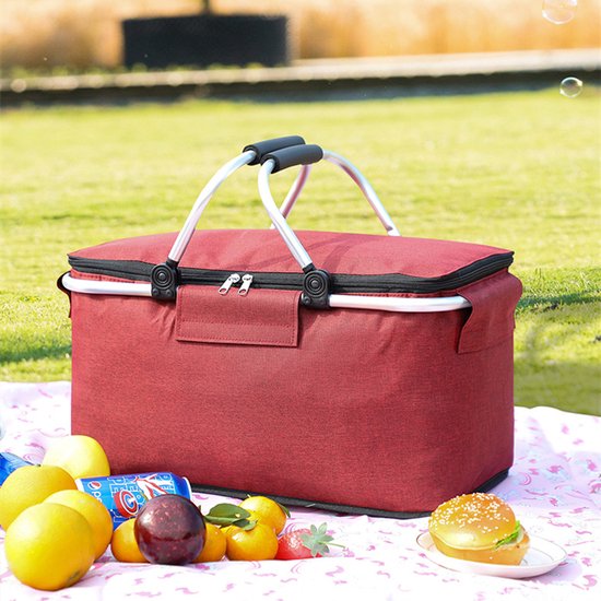 Ceruzo Koelmand Rood - Picknickmand-Aluminium-Oxford Cloth-Opvouwbaar