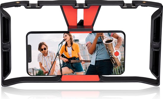 Grundig Smartphone Video Rig - Handgreep - Zwart/ Rood