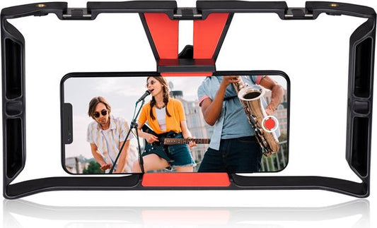 Grundig Smartphone Video Rig - Handgreep - Zwart/ Rood
