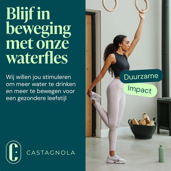 Castagnola Waterfles - RVS Drinkfles 500 ML - Stalen Thermosfles - Drinkflessen voor Volwassenen - Dubbelwandig - Groen