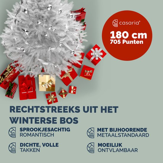 Casaria Kerstboom PVC - Metalen Voet - 180 cm Wit