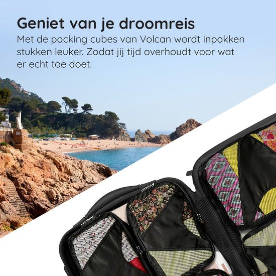 Volcan Packing Cubes - Koffer Organizer Set - 3 Delige Set - Voor Backpack & Koffer - Zwart