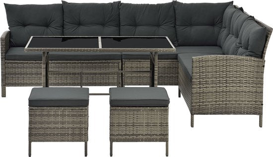 Juskys Polyrotan Loungeset - Manacor - Grijs